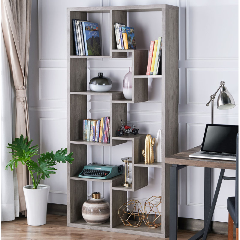Latitude Run® 73.3" H x 35.4" W Geometric Bookcase & Reviews Wayfair